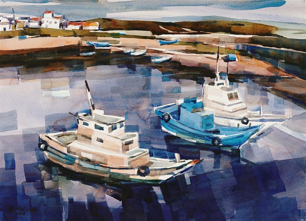 陳文龍---澎湖漁村之晨56x76cm 2008